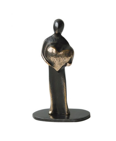 Bronzen beeld met hart, lief en vol symboliek